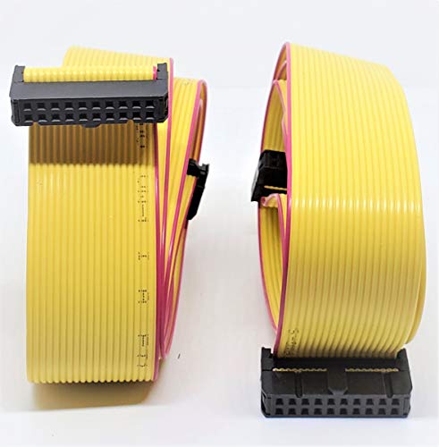 2-Pack IDC 2x10 20P 2.54mm Female Connector 40cm 16 Inches Length Yellow Flat Ribbon Cable, Double Rows 20 Pins 0.1” Pitch FC F/F (20P-40cm-2PK) - size: 20P-40cm-2PK