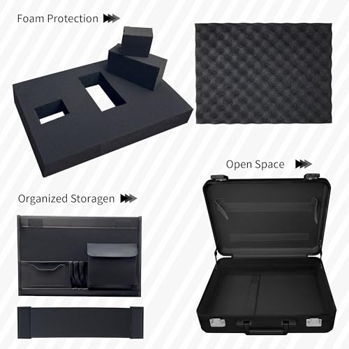 Aluminum Storage Case with Customizable Foam and TSA Locks - color: Black, size: 16.1 x 11.8 x 4.5 inch