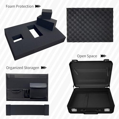 Aluminum Storage Case with Customizable Foam and TSA Locks - color: Black, size: 16.1 x 11.8 x 4.5 inch