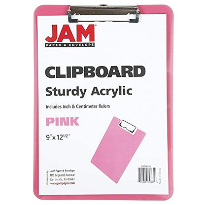 JAM PAPER Plastic Clipboards with Low Profile Metal Clip - Letter Size (9 x 12.5) - Fuchsia Pink - Clip Board Sold Individually - color: Pink, size: Single Clipboards