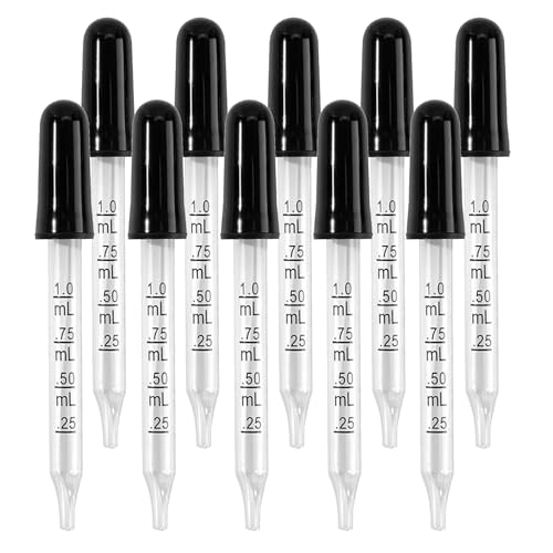 AOMI Glass Eye Dropper for Oils, 10pcs 1ml Glass Dropping Pipettes for Oil