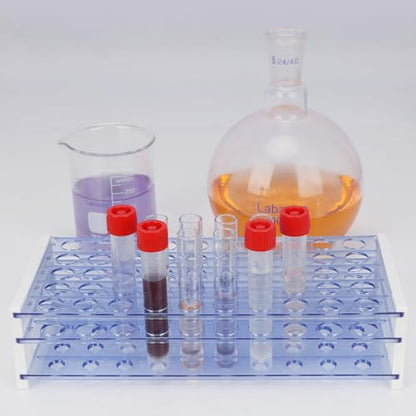 Labasics Test Tube Rack, 3-Tier Detachable Blue Plastic Test Tube Rack Tube Holder Stand Rack for Laboratory Scientific Experiments, 0.63 in 50-Place - size: 0.63 in