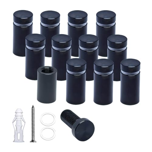 Aluminum Wall Mount Standoffs Screws, Black, 1/2" x 3/4", Pack of 12 - color: Black, size: 1/2" x 3/4"