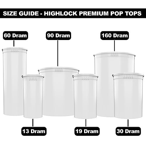 Dragon Chewer 160 Dram CR Plastic Packaging Pop Top Containers - Child Resistant Travel Holder Vial Bottles - 33 qty (White) - color: White