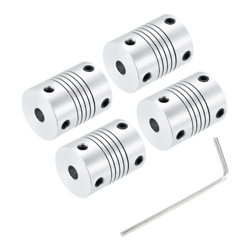 uxcell 4Pcs 4mm to 5mm Aluminum Alloy Shaft Coupling L25xD19 Flexible Coupler Beam Stepper Motor Joint Connector for 3D Printer CNC Machine DIY Encoders and Motors Shaft,Silver - size: 4mm to 5mm