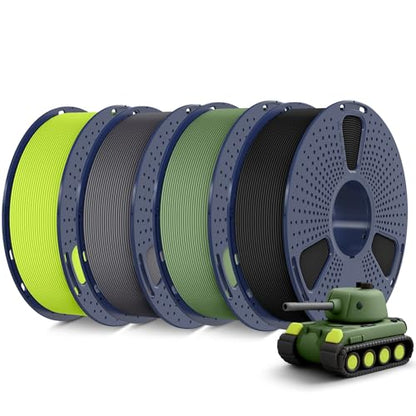 SUNLU 4KG Bundle PLA Matte 1.75mm, Matte Surface 3D Printer Filament - color: 4kg Pla Black+olive Green+grey+light Yellow, size: 4KG