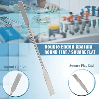 A2Z-SQRD4-7 Stainless Steel Double Ended Micro Lab Spatula Sampler, Square & Round End, 7" Length, 4/Pack
