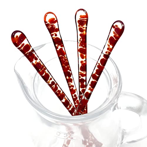studioTica Handmade Glass Swizzle Sticks: Dragon's Breath, Set of 4 - color: Dragon's Breath