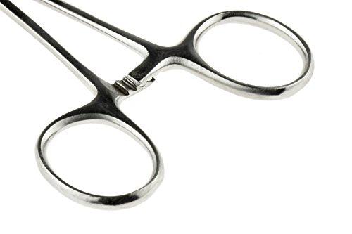 SE 5-Inch Stainless Steel Curved Forceps - Self-Locking, Serrated Tip for Precision Grip and Clamping - Perfect for Crafting, Fishing Tasks, Jewelry Making, and More! -651FC - size: 5", style: Curved