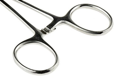 SE 5-Inch Stainless Steel Curved Forceps - Self-Locking, Serrated Tip for Precision Grip and Clamping - Perfect for Crafting, Fishing Tasks, Jewelry Making, and More! -651FC - size: 5", style: Curved