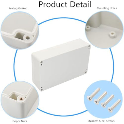 Project Box IP65 Waterproof Junction Box ABS Plastic Electrical Boxes DIY Electronic Project Case Power Enclosure White 7.87x4.72x2.2 inch (200 x 120 x56 mm) - color: White, size: 7.87"x4.72"x2.2"
