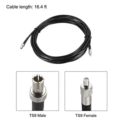 uxcell TS9 Male to TS9 Female RF Coaxial Cable RG174 Jumper Cable 16.4 ft 2pcs - size: 16.4 Feet