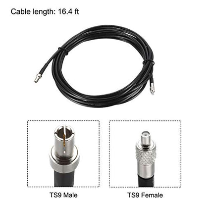 uxcell TS9 Male to TS9 Female RF Coaxial Cable RG174 Jumper Cable 16.4 ft 2pcs - size: 16.4 Feet