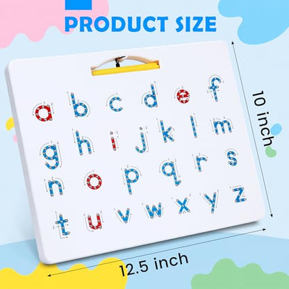 Double Sided Magnetic Letter Board: 2 in 1 Alphabet Magnets Tracing Board