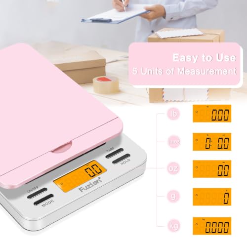 Fuzion Digital Postal Scale, 86lb x 0.1oz Shipping Scale for Packages - color: Pink