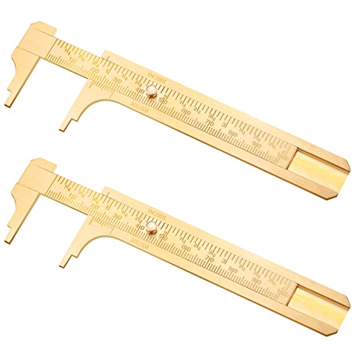 Konohan 2 Pcs Brass Pocket Caliper Double Scale Mini Tool for Jewelry