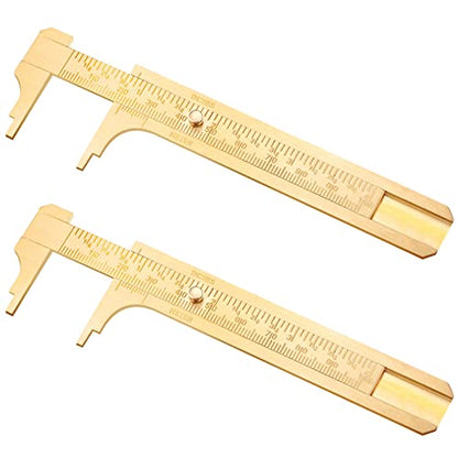 Konohan 2 Pcs Brass Pocket Caliper Double Scale Mini Tool for Jewelry
