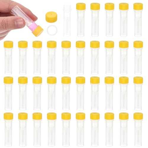 PATIKIL 0.5mL Plastic Cryogenic Vial, 36Pcs Cryogenic Storage Tube Lab Frozen Test Tube Container Storage Screw Cap for Lab Laboratory Science, Yellow Clear - color: Yellow, size: 0.5mL