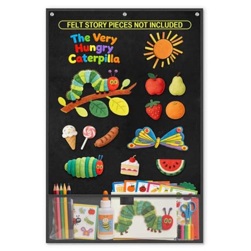 AKAYOK 24"x36" Felt Board for Classroom & Home - Flannel Story Board with Magnets, Transparent Pocket & 30 Self Adhesive Dots | Interactive Learning, Visual Schedule, Storytelling for Teachers & Kid - color: Black