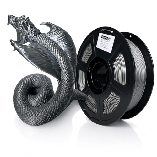 PETG 3D Printer Filament 1.75 mm,Core Shell Co Extruded, Quick Silver,Silk,Glossy Shine,Accuracy +/- 0.05 mm net Weight 1 kg - color: Petg Quick Silver