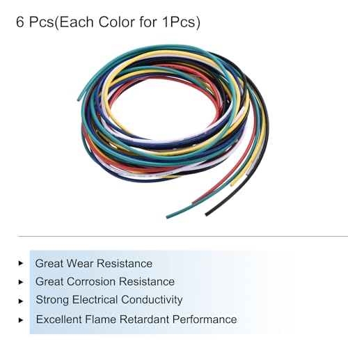 MECCANIXITY 18 Gauge PVC Hookup Wire 1.5m/5ft 18AWG Flexible Electrical Wire UL1007 Tinned Copper Stranded 6 Color, 2mm Dia for Model Aircraft Electric Appliances Internal Connect - size: 1.5m, 18AWG