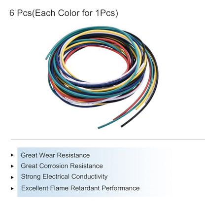MECCANIXITY 18 Gauge PVC Hookup Wire 1.5m/5ft 18AWG Flexible Electrical Wire UL1007 Tinned Copper Stranded 6 Color, 2mm Dia for Model Aircraft Electric Appliances Internal Connect - size: 1.5m, 18AWG