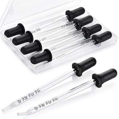 Eye Dropper 8 Pcs, 1mL Glass Liquids Pipette Dropper Tool with Measurement-Bent & Straight Tips, for Essential Oils Crafts Ear Lab Measuring Transferring Liquids Herain - size: Large Rubber Bulb-8pcs-Long Bent Straight