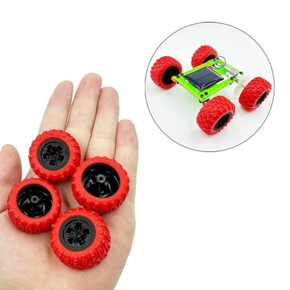 10PCS Toy Car Wheel RC Car Rubber Tire Wheel with 5PCS Shaft Round Rod Axles for RC Car Truck Robot DIY Model Toy Wheel Parts (2.5x37mm Red) - style: 2.5x37mm Red