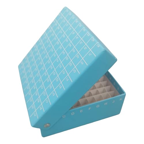 100-Well Storage Box for Lab Samples, Low Temperature Freezer Box for 2ml Tubes, Vials, Cryovials, Waterproof，Blue 5pcs (2ml-100(blue)) - size: 2ml-100(blue)