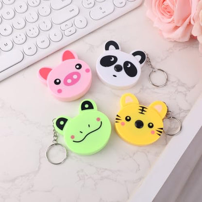 4pcs Cartoon Measure Tapes, 60in Measuring Tape Retractable Cute Animal Small Mini Soft Sewing Fabric Toy Tape Measure Measurement with Keyring Keychain for Kids, Tailors, Body Weight Loss