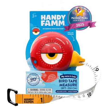 Handy Famm Kids Tape Measure, 8ft Retractable Measuring Tape, Red Lola - color: Red Tape Measure
