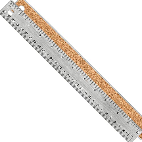 Metal Ruler 12 Inch, Non-Slip Cork Backing, Ink Bleed-Resistant Edge, 1 Pcs - style: 12"Single
