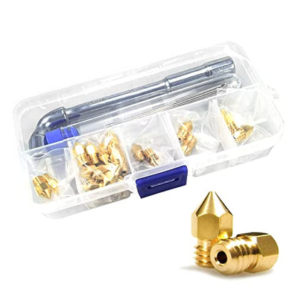 MK8 Nozzles 24 pcs Assorted Sizes 3D Printer Extruders Brass Nozzles - size: MK8 Brass, style: Kit: Various Nozzles