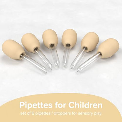 6 x Natrual Pipettes for Children | Sensory Play Droppers for Kids - color: Natural