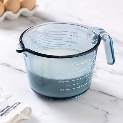 COOK WITH COLOR Glass Measuring Cups - Ideal for Cooking and Baking, Blue - color: Blue