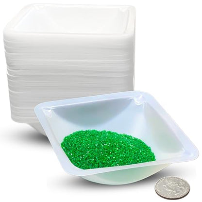 Plastic Trays 100mL, 125 Pack Medium Weigh Boats, Lab Scale Weighing Dishes