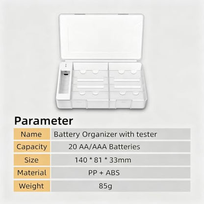 20 AA AAA Battery Storage Organizer Box Container with Tester
