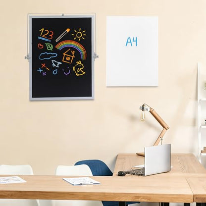Small Magnetic Chalk Board Easel 10"X14", Double-Sided Tabletop & Wall Hanging Chalkboard with 4 Chalks & Eraser, Desktop Mini Black Board Sign for Office Desk Home Menu School - size: 14"X10"