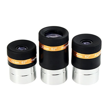 SVBONY Telescope Eyepiece Set, 4mm 10mm 23mm Telescope Lenses 62°Wide Angle - size: 4mm, 10mm, 23mm