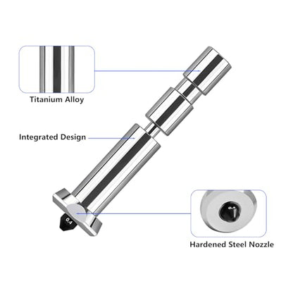 Upgraded Integrated 0.4mm Nozzle for Anycubic Kobra 3 Max, Fully Titanium Alloy Throat Tube Quick Swap Hardened Steel Nozzle High Speed Hot End Nozzle for Kobra 3 Max 3D Printer, 2PCS - color: Upgraded 0.4mm Nozzle