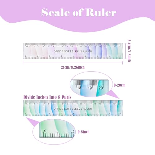 BAYTORY 6Pcs Flexible Plastic Ruler 20 cm/8 Inch, Transparent Rulers - size: 20 cm / 8 Inch
