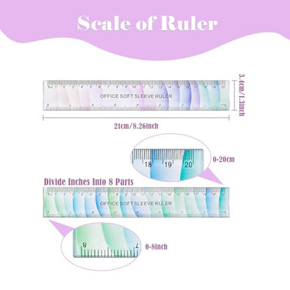 BAYTORY 6Pcs Flexible Plastic Ruler 20 cm/8 Inch, Transparent Rulers - size: 20 cm / 8 Inch