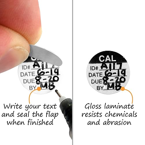 SmartSign Self Laminaing Calibration Labels | 0.5" x 0.5" Polyester with Clear Flap, Pack of 175, Made in USA - color: Black on White Self Laminating Labels