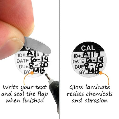 SmartSign Self Laminaing Calibration Labels | 0.5" x 0.5" Polyester with Clear Flap, Pack of 175, Made in USA - color: Black on White Self Laminating Labels