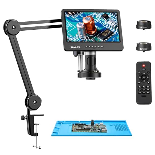 TOMLOV DM602 Flex 3 Lens HDMI Digital Soldering Microscope, Flexible Arm - color: Black