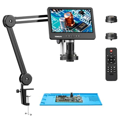 TOMLOV DM602 Flex 3 Lens HDMI Digital Soldering Microscope, Flexible Arm - color: Black