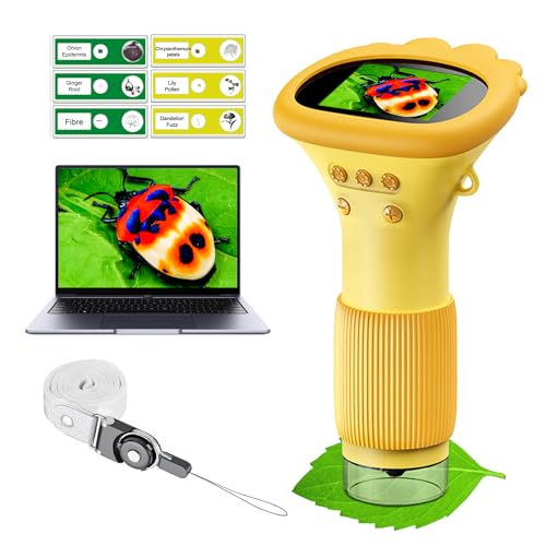 WINWEND Kids Microscope Pocket Microscope -1000X Portable Microscope for Kid | Photo and Video Mini Microscopes | 2'' Digital Little Scientist Microscopes for 3-10 Age Years Old Boys Girls Toys Gifts - color: Orange