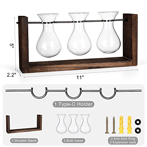 YIBOT Wall Hanging Planter Plant Propagation Stations Glass Flower Vase - size: 3Vase-M