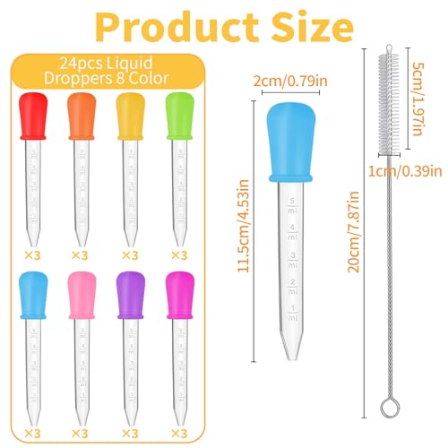 Plastic Droppers 24pcs 5ml Calibrated for Oils DIY Crafts