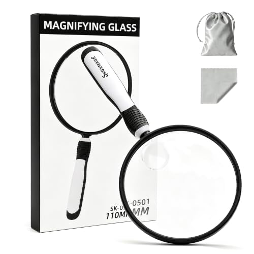 10X Magnifying Glass for Reading, 4.3" Senior Handheld Magnifier